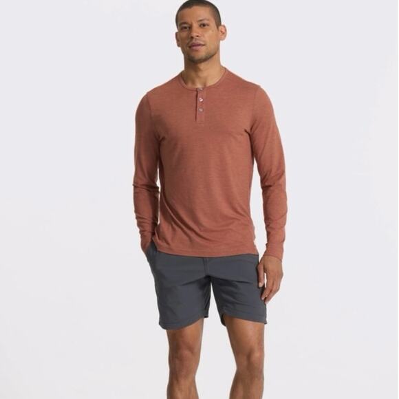 Vuori Long Sleeve Ease Performance Henley Oregano Heather S - Picture 1 of 6